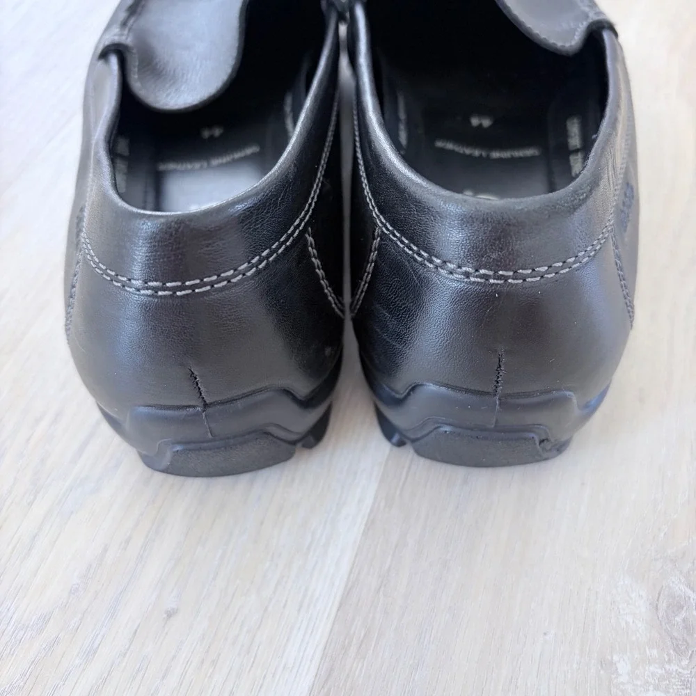 ECCO Mens‎ Black Leather Loafers Slip On Moc Toe Shoes EU 44/10.5 Handsewn